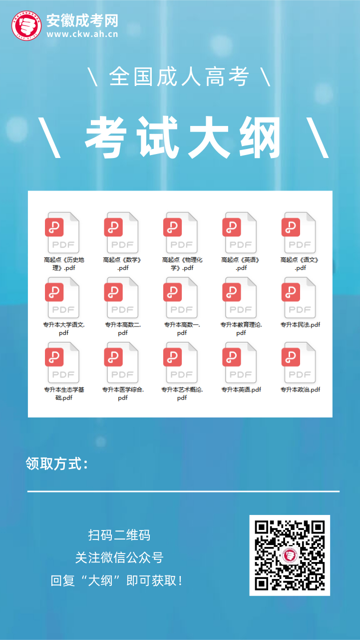安徽專升本：成人高考考試大綱